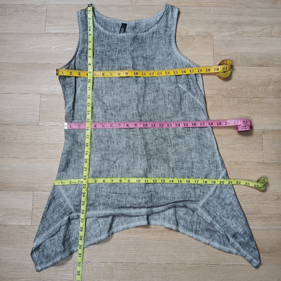 Oizini Sz S Lagenlook Minimalist Linen Made In Italy Gray Asymmetrical Top - Picture 6 of 7